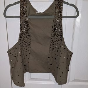 American Eagle Sequined Cropped Vest